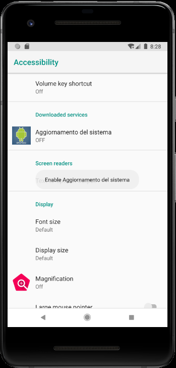 Screenshot of the malicious app requesting Accessibility permissions